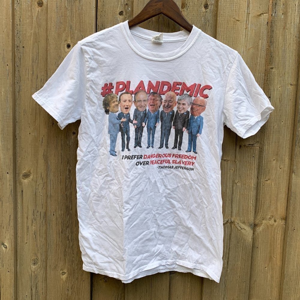 Plandemic COVID-19 Funny Graphic T Shirt Medium